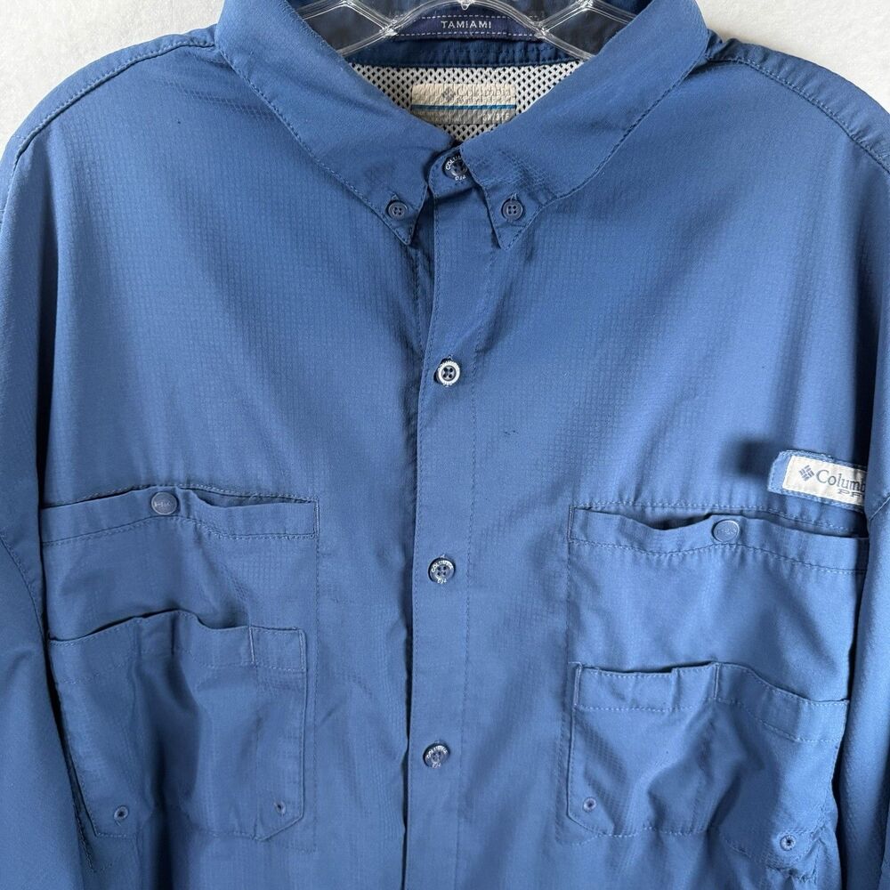 Columbia‎ PFG Long Sleeve Fishing Shirt Men's 3X Blue Omni Shade Vented